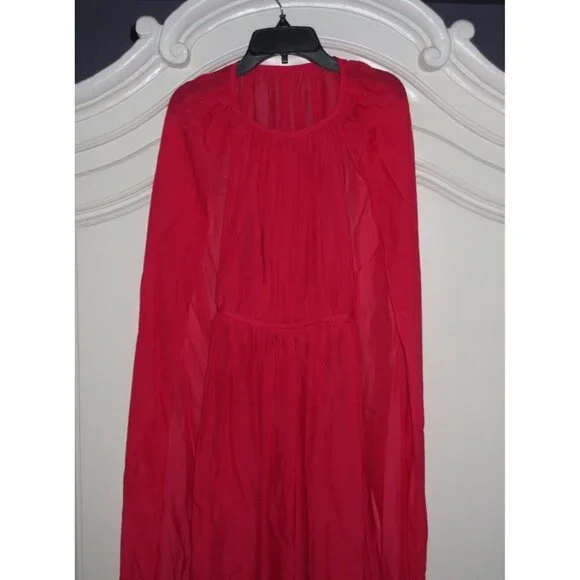 NWT Rachel Zoe Henrietta in Pink Red Silk Chiffon Cape Back Grecian Gown 2 $795